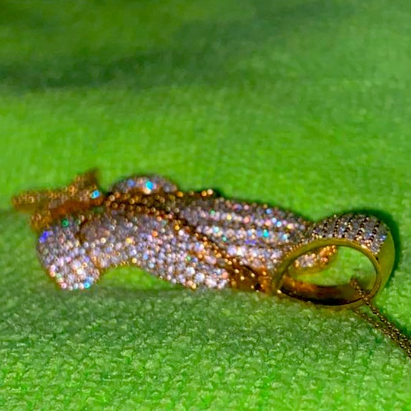 VVS D COLOR MOISSANITE FULLY ICED PENDANT, 18K Gold Plating/.925 Sterling Silver - Picture 1 of 5